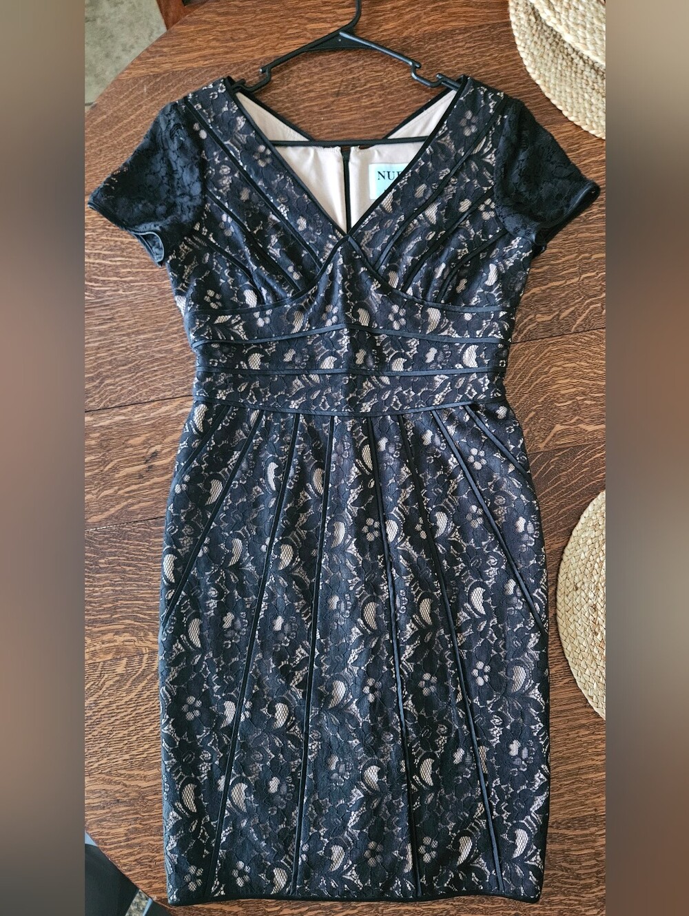 NUE by Shani Black Lace Sheath Cocktail/Formal Dress Size 6